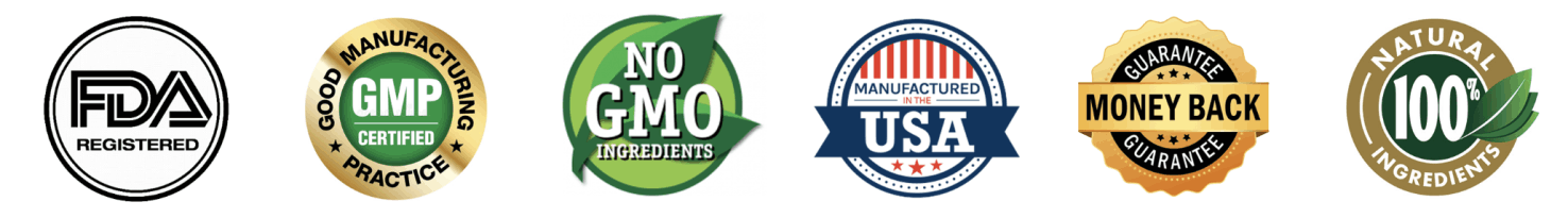 Memocept FDA registered GMP certified non-GMO trust badges