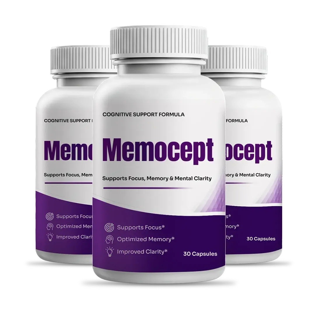 Memocept natural brain health supplement bottle for memory focus and mental clarity